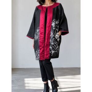 Very Vollbracht Open Front Kimono Sleeve Reversible Wild Side Jacket Zebra